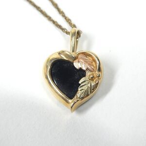 Coleman 10K Black Hills Gold & Onyx Heart Pendant Necklace